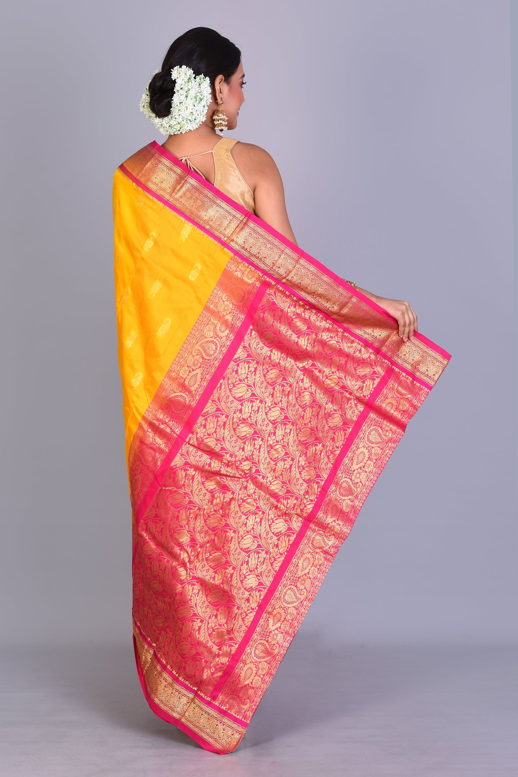 Yellow Blended Kanjivaram Saree with Blouse Piece - Keya Seth Exclusive