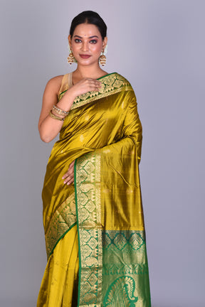 Olive Green Pure Kanjivaram Saree with Blouse Piece - Keya Seth Exclusive