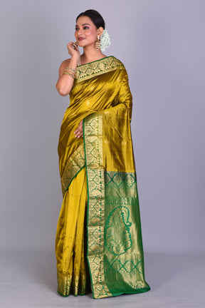 Olive Green Pure Kanjivaram Saree with Blouse Piece - Keya Seth Exclusive