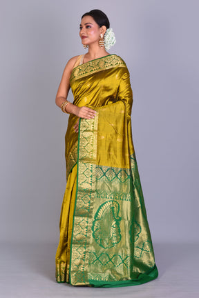 Olive Green Pure Kanjivaram Saree with Blouse Piece - Keya Seth Exclusive