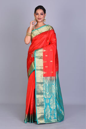 Red Blended Kanjivaram Saree with Blouse Piece - Keya Seth Exclusive