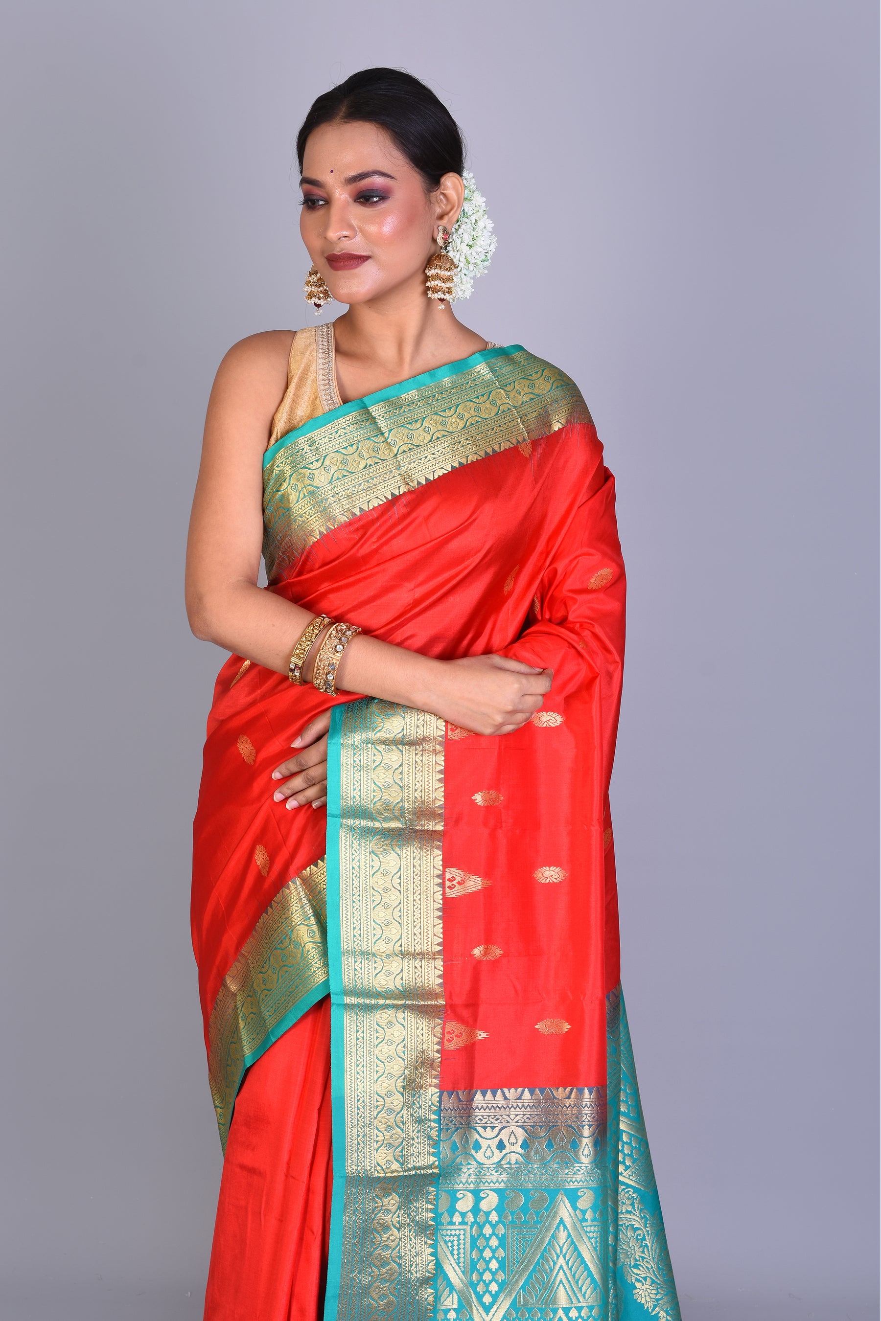 Red Blended Kanjivaram Saree with Blouse Piece - Keya Seth Exclusive