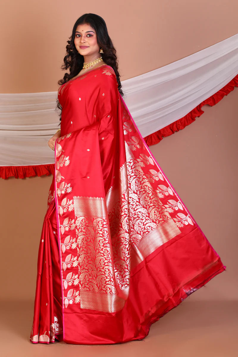 Red Blended Mashru Silk Saree - Keya Seth Exclusive