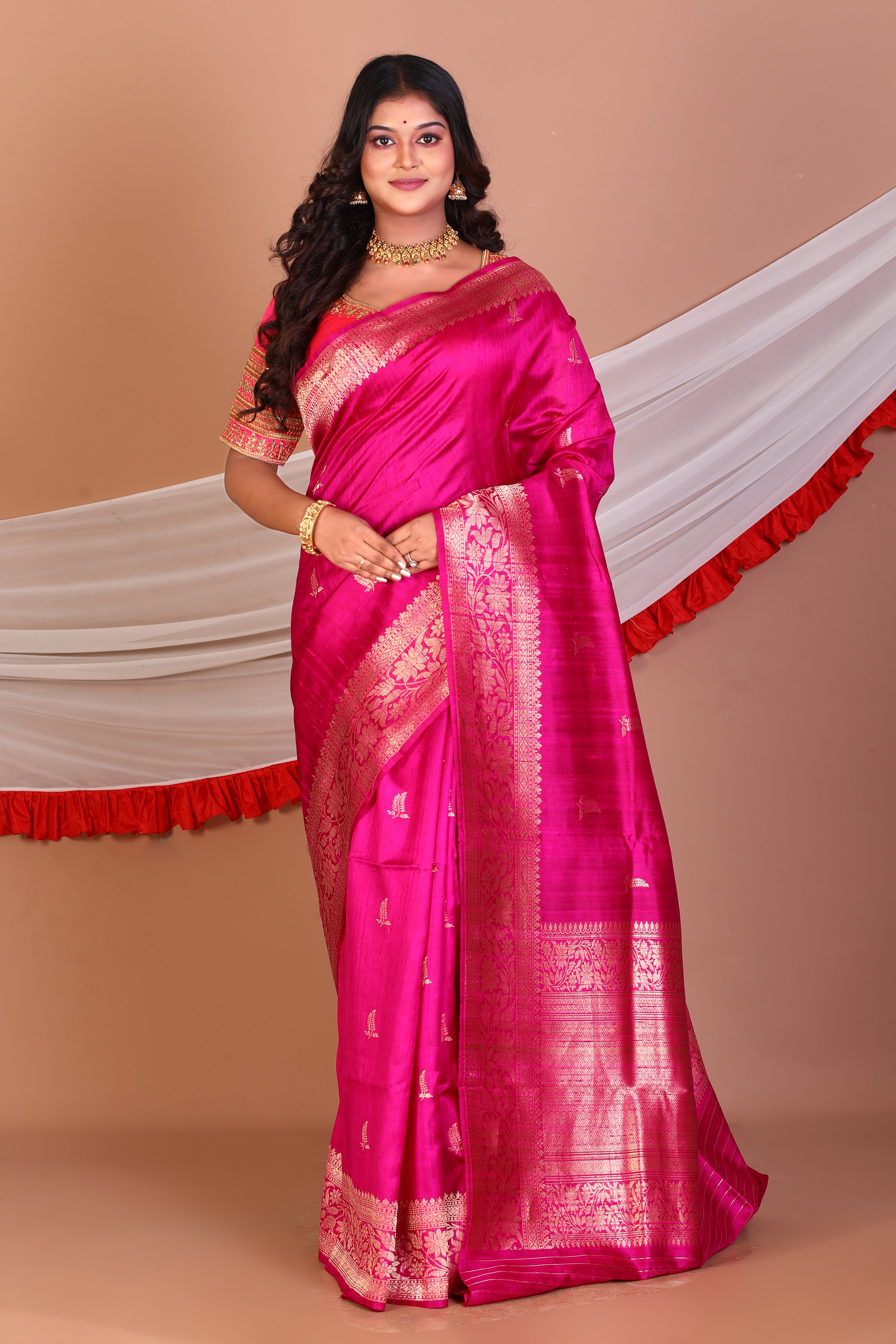 Pink Ghicha Silk Saree - Keya Seth Exclusive