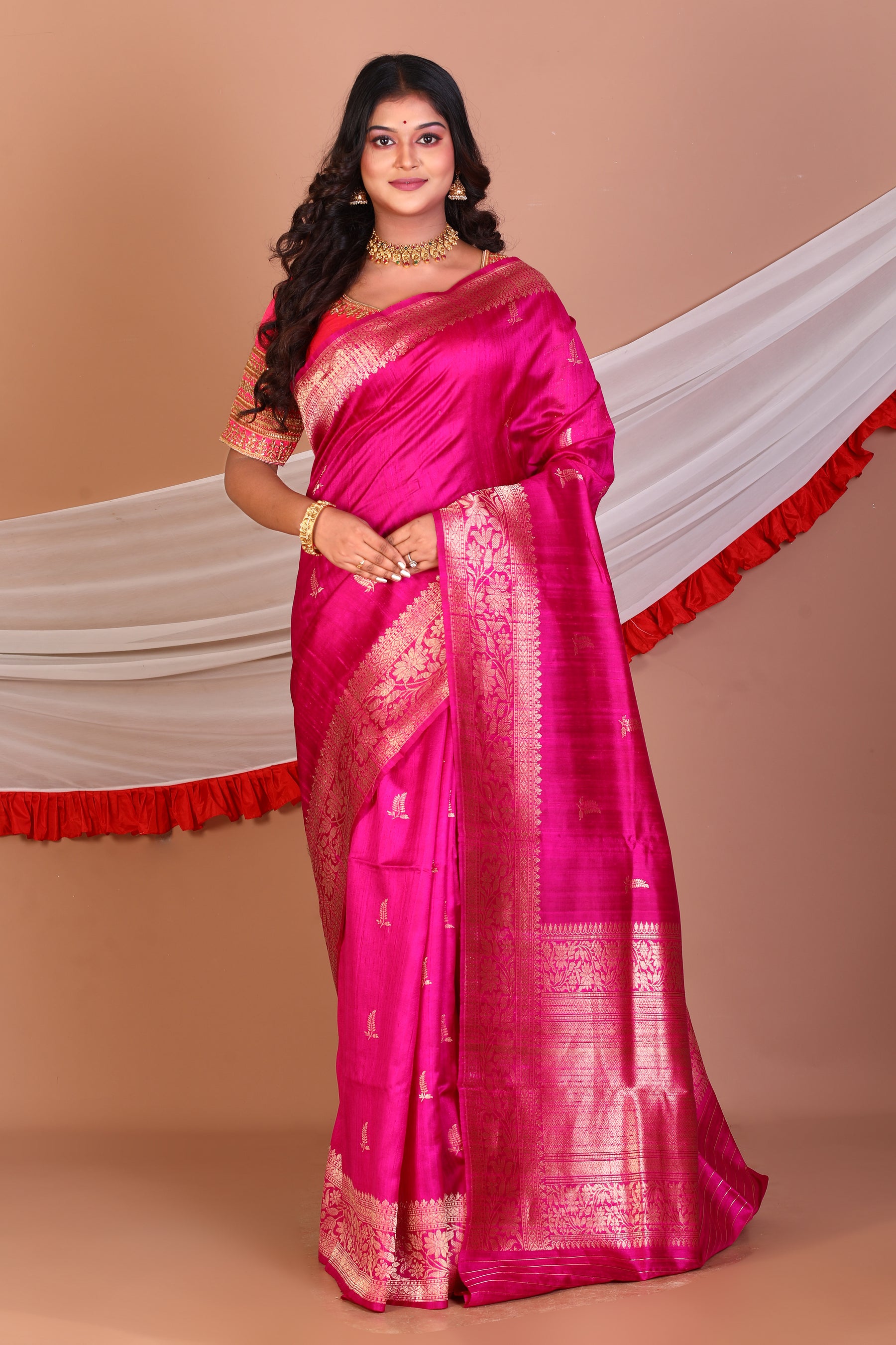 Pink Ghicha Silk Saree - Keya Seth Exclusive