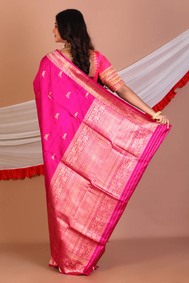 Pink Ghicha Silk Saree - Keya Seth Exclusive