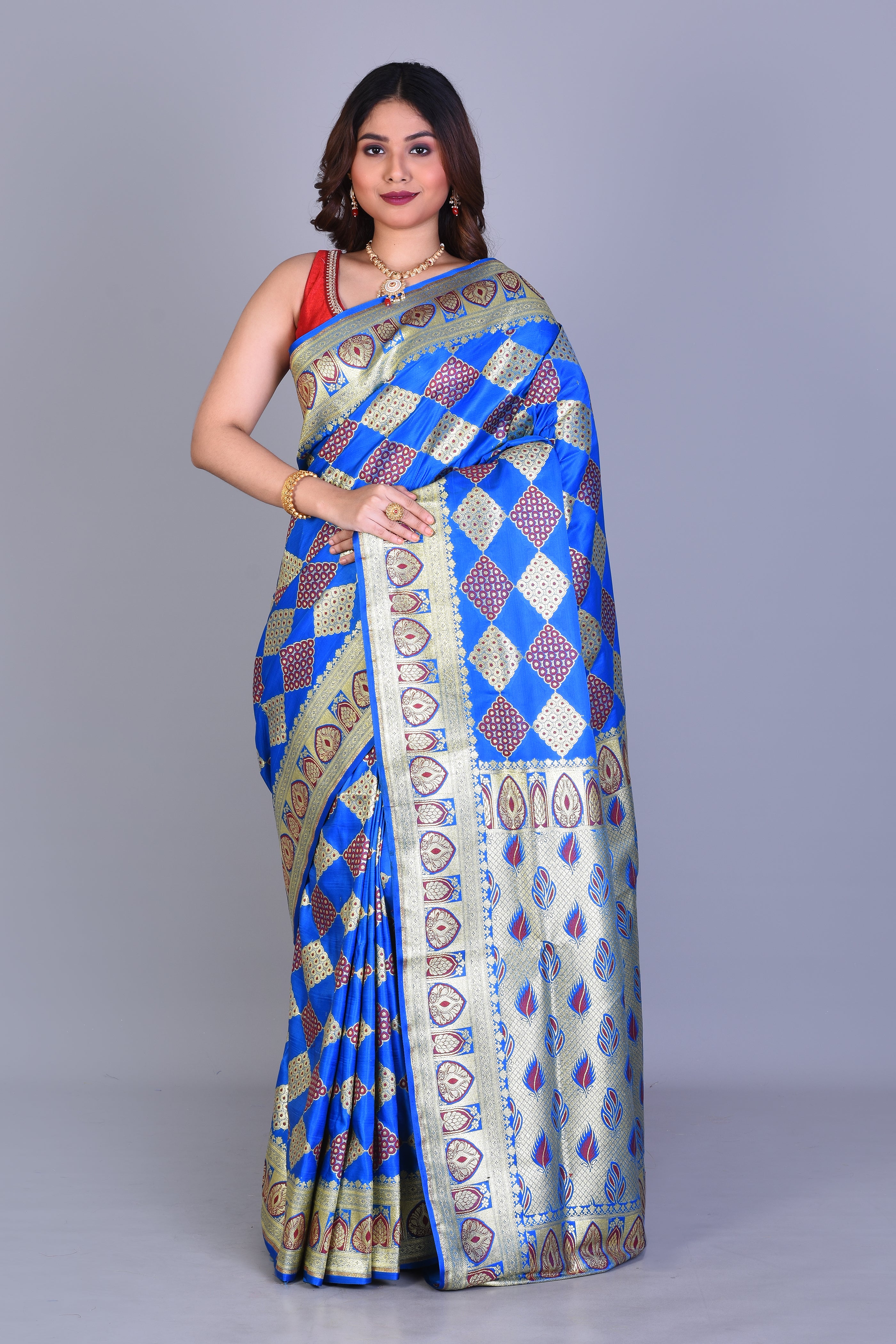 Blue Banarasi Saree with Blouse Piece - Keya Seth Exclusive