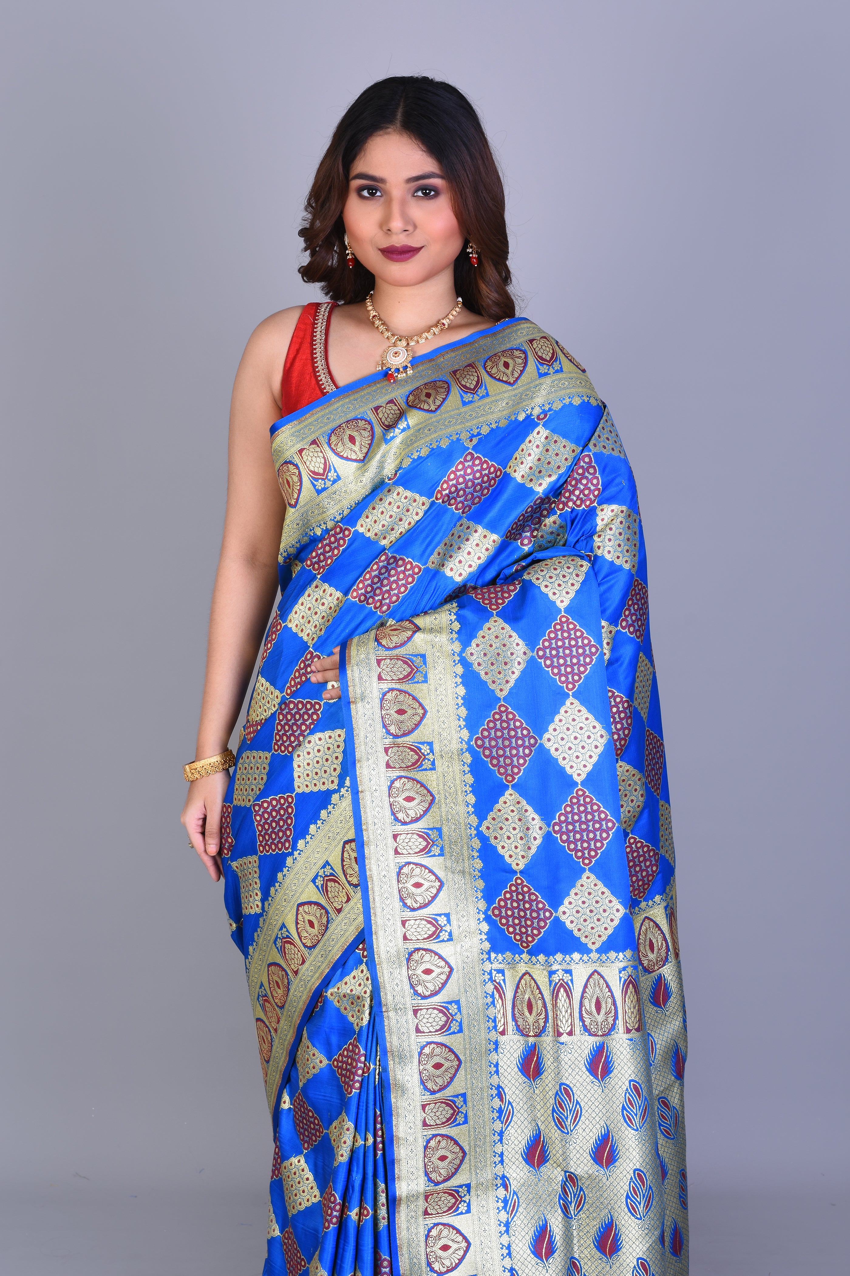 Blue Banarasi Saree with Blouse Piece - Keya Seth Exclusive