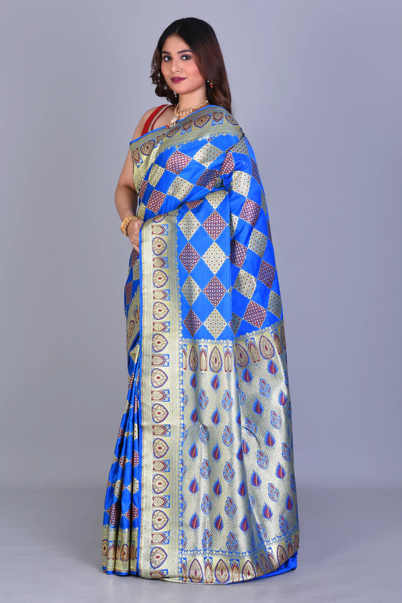 Blue Banarasi Saree with Blouse Piece - Keya Seth Exclusive