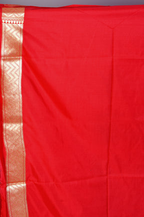 Red Patli Pallu Banarasi Saree with Blouse Piece - Keya Seth Exclusive