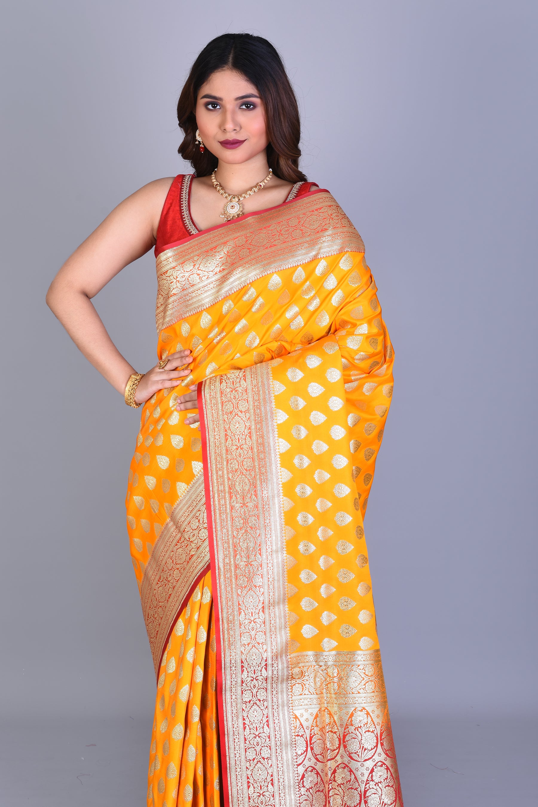 Yellow Banarasi Saree with Blouse Piece - Keya Seth Exclusive