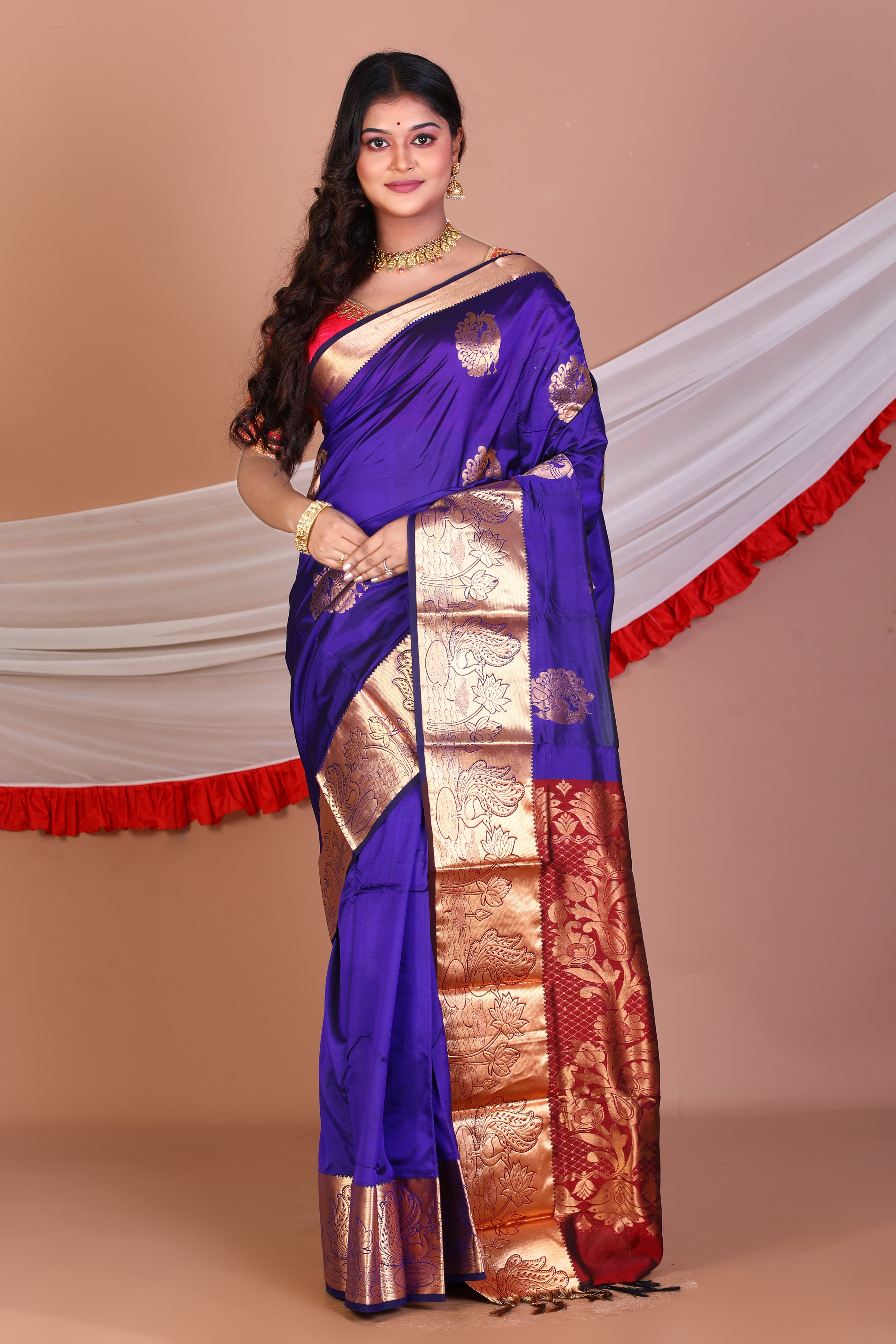 Navy Blue Pure Kanjivaram Silk Saree - Keya Seth Exclusive