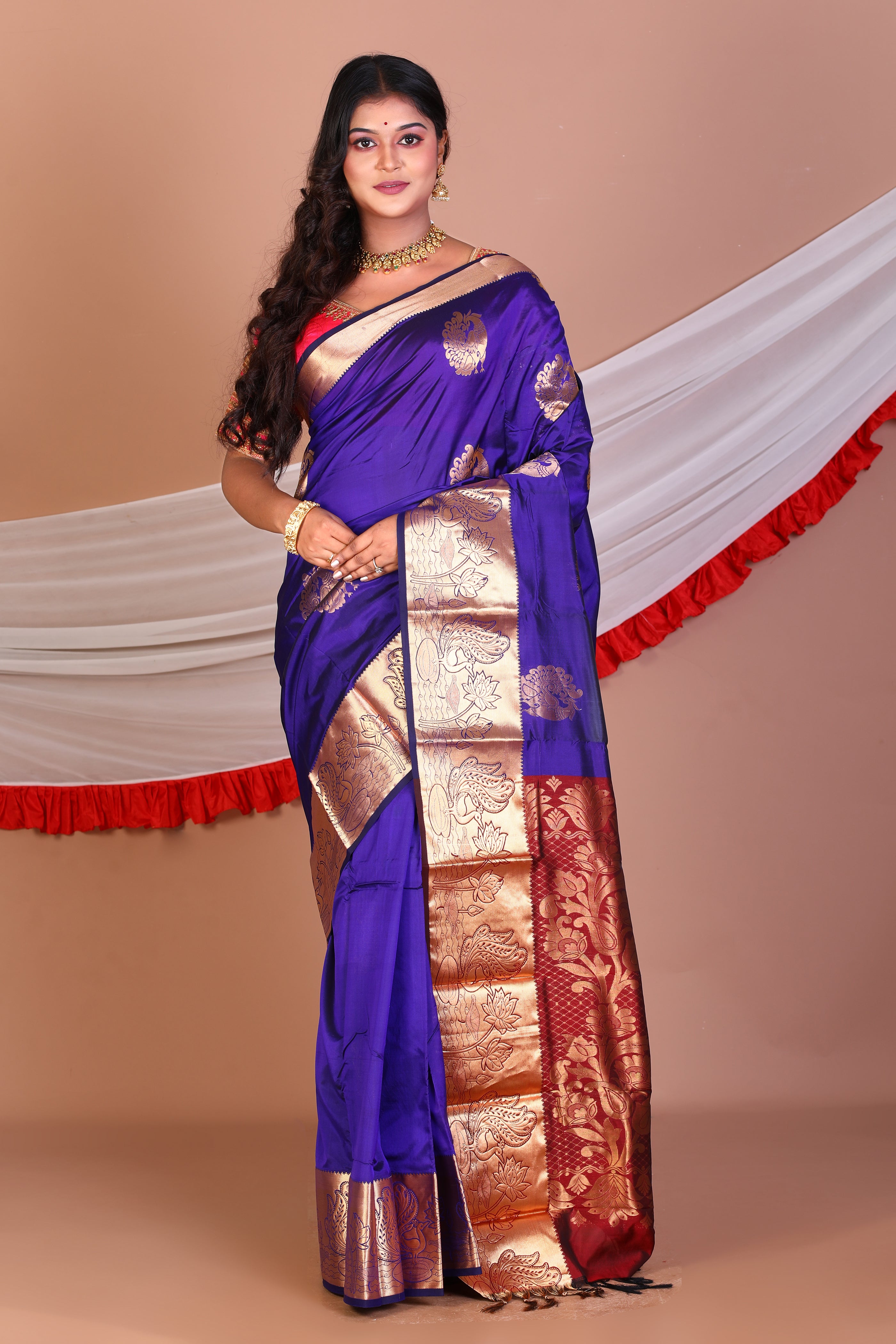 Navy Blue Pure Kanjivaram Silk Saree - Keya Seth Exclusive