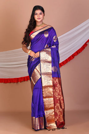 Navy Blue Pure Kanjivaram Silk Saree - Keya Seth Exclusive
