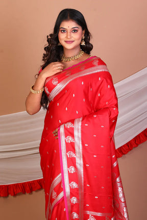 Red Blended Mashru Sik Saree - Keya Seth Exclusive