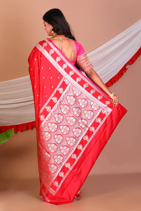 Red Blended Mashru Sik Saree - Keya Seth Exclusive