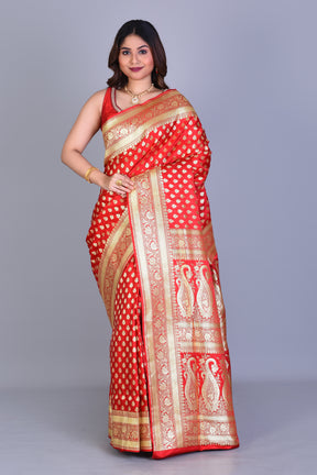 Red Banarasi Saree with Blouse Piece - Keya Seth Exclusive