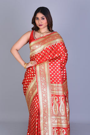 Red Banarasi Saree with Blouse Piece - Keya Seth Exclusive