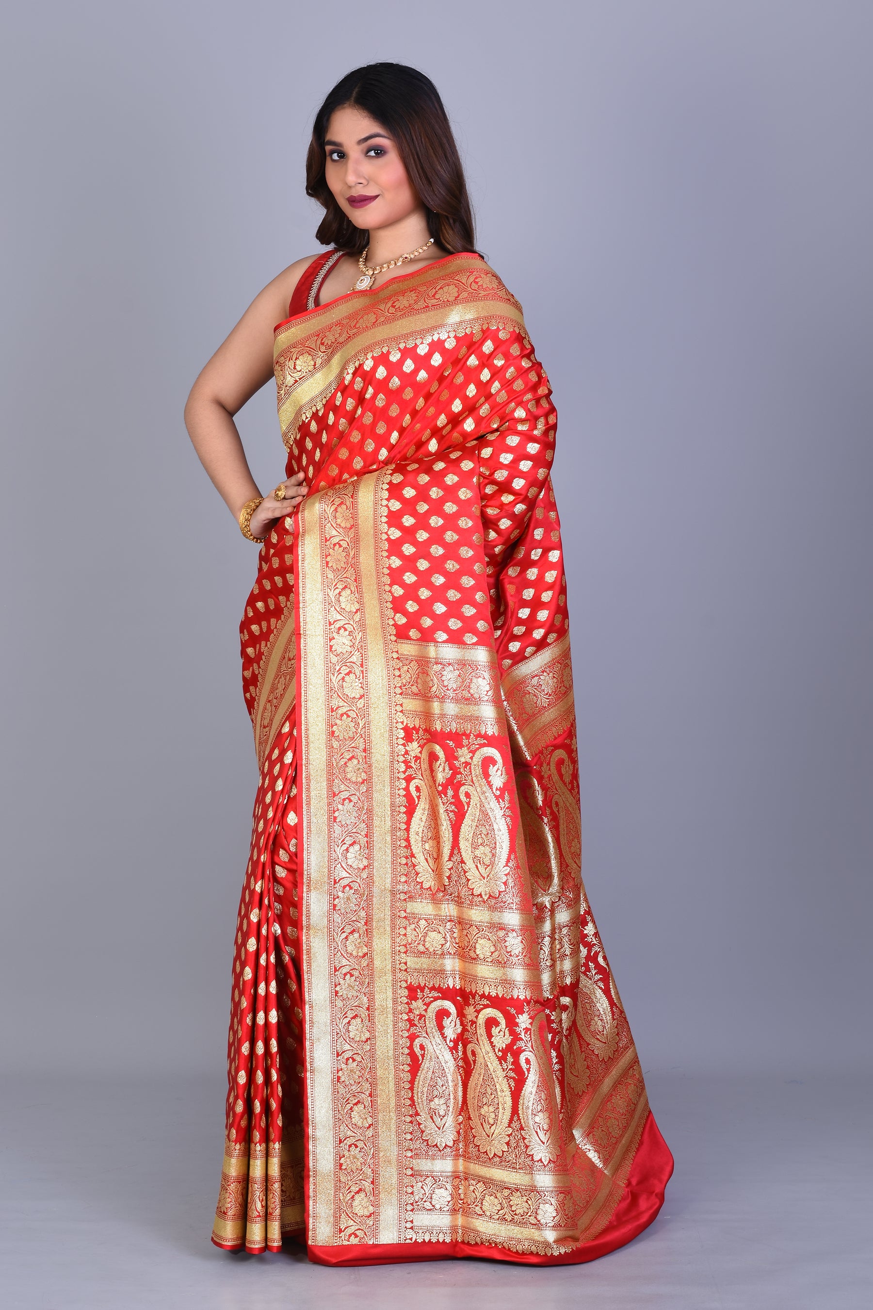 Red Banarasi Saree with Blouse Piece - Keya Seth Exclusive