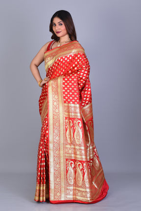 Red Banarasi Saree with Blouse Piece - Keya Seth Exclusive