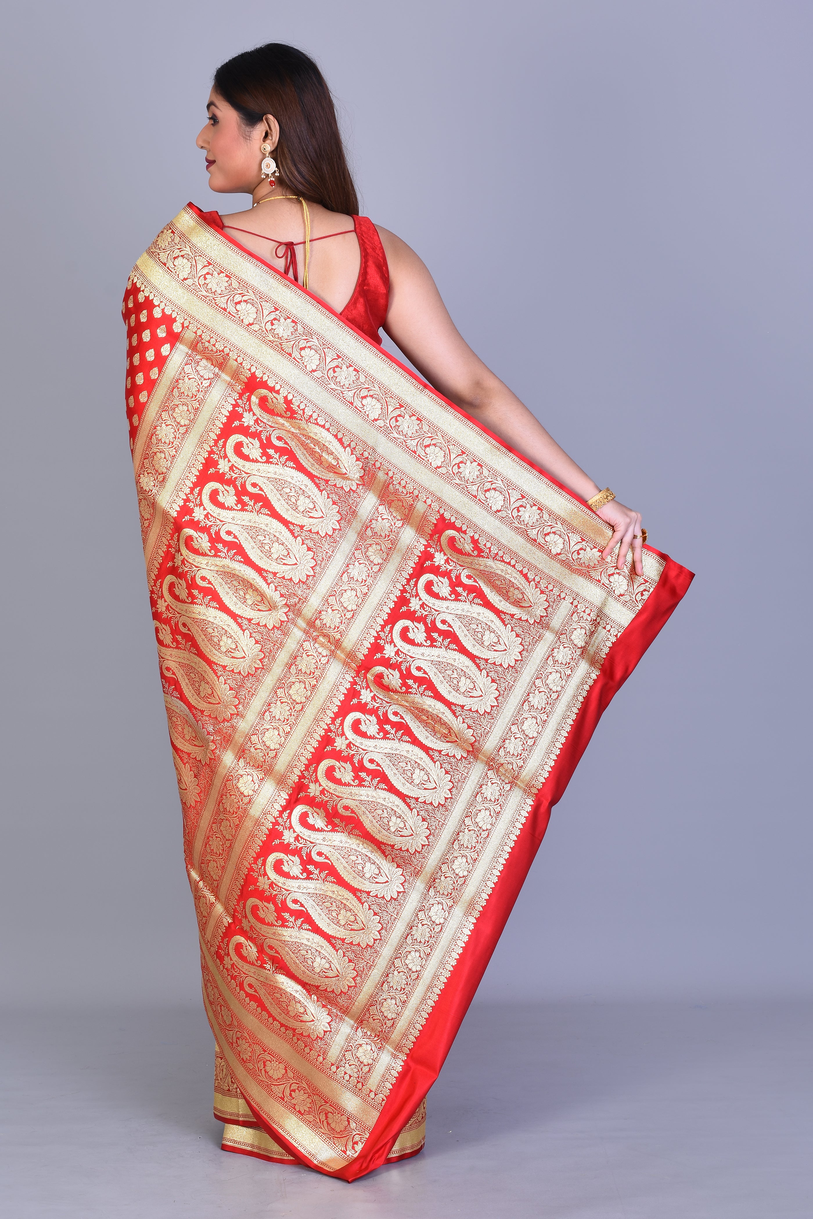 Red Banarasi Saree with Blouse Piece - Keya Seth Exclusive