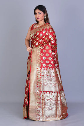 Maroon Banarasi Saree with Blouse Piece - Keya Seth Exclusive