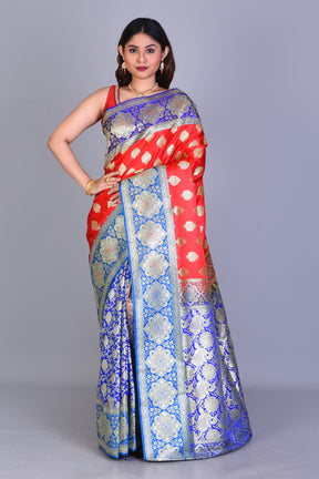 Red Half & Half Banarasi Saree with Blouse Piece - Keya Seth Exclusive