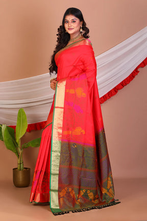 Red Blended Bangalore Silk Saree - Keya Seth Exclusive