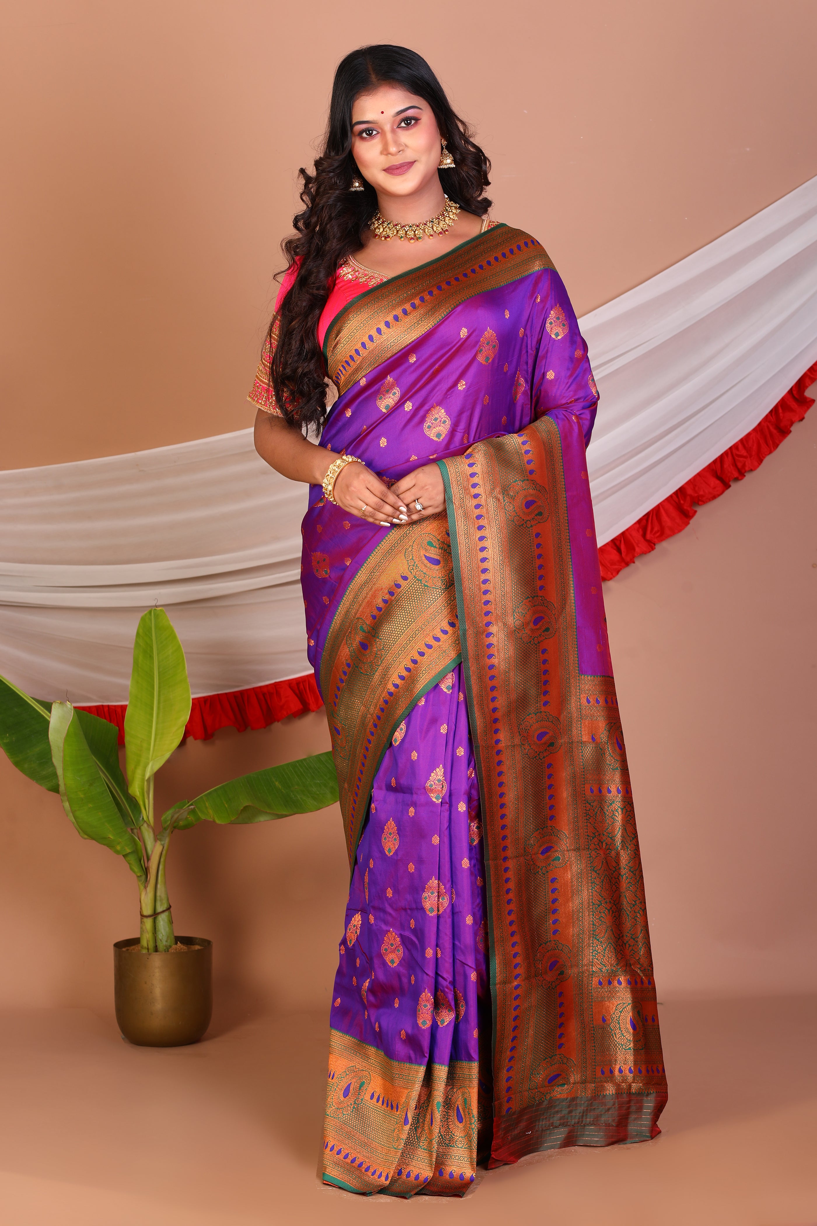 Purple Blended Katan Silk Saree - Keya Seth Exclusive