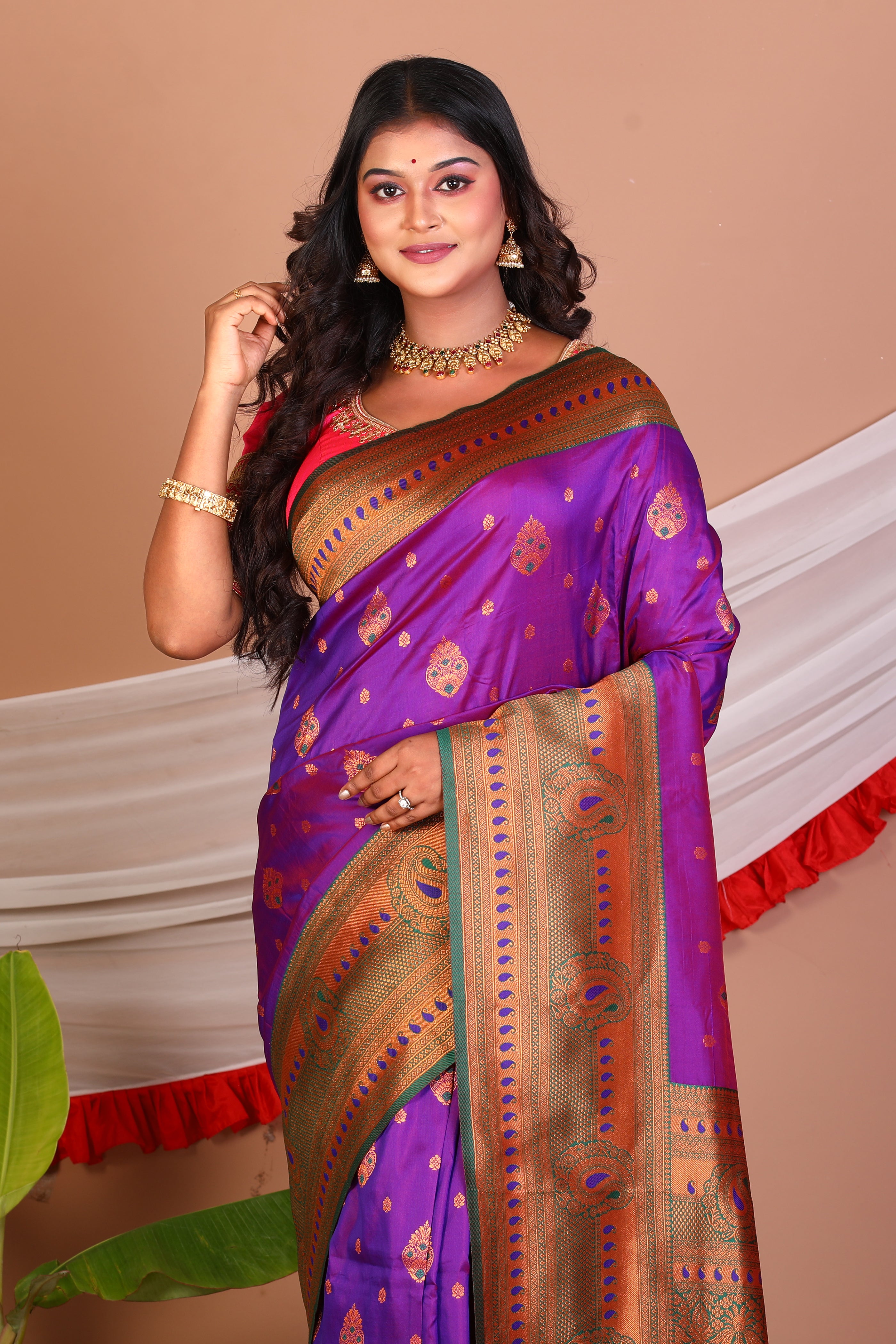 Purple Blended Katan Silk Saree - Keya Seth Exclusive