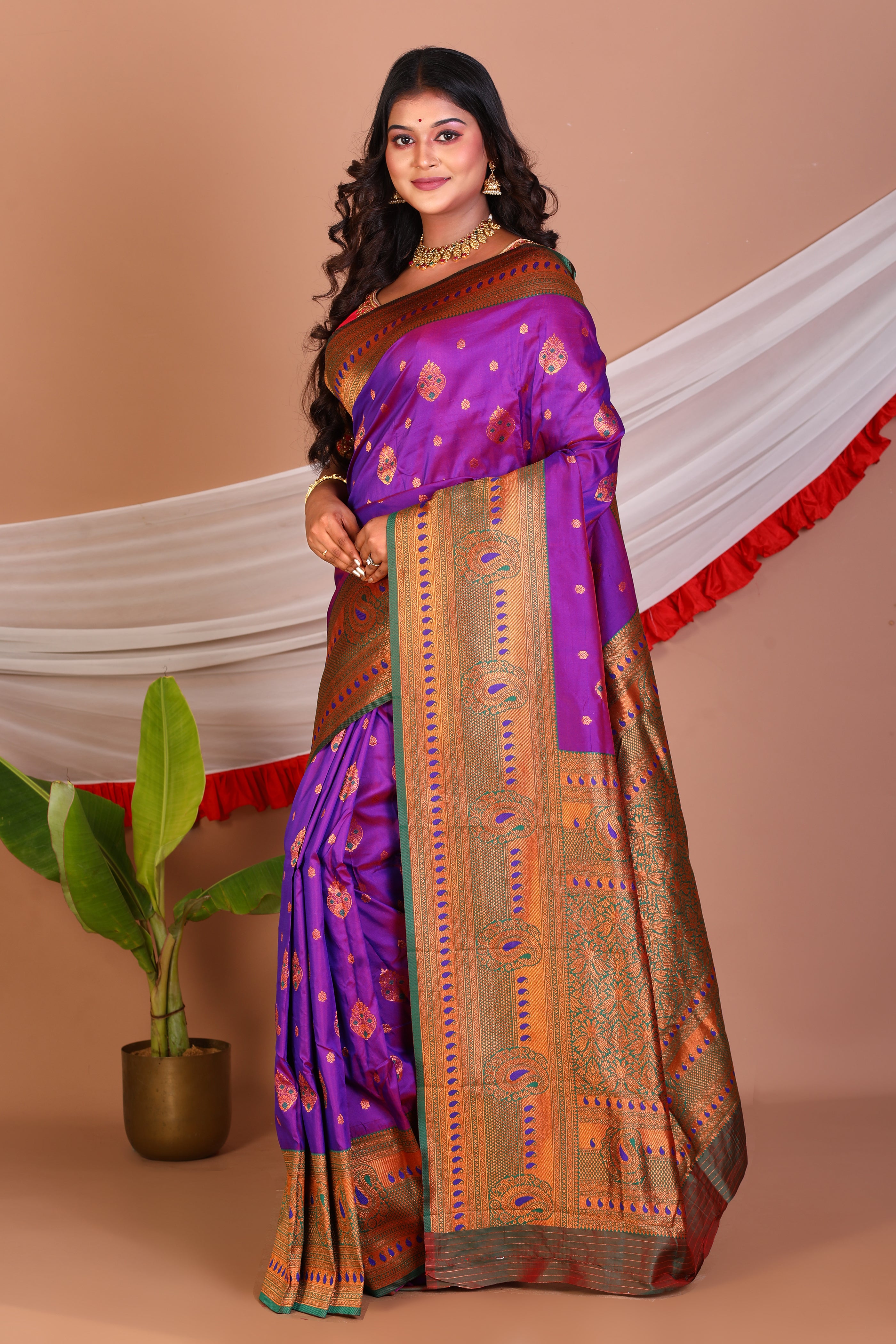 Purple Blended Katan Silk Saree - Keya Seth Exclusive