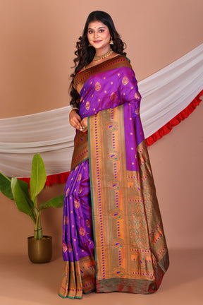 Purple Blended Katan Silk Saree - Keya Seth Exclusive