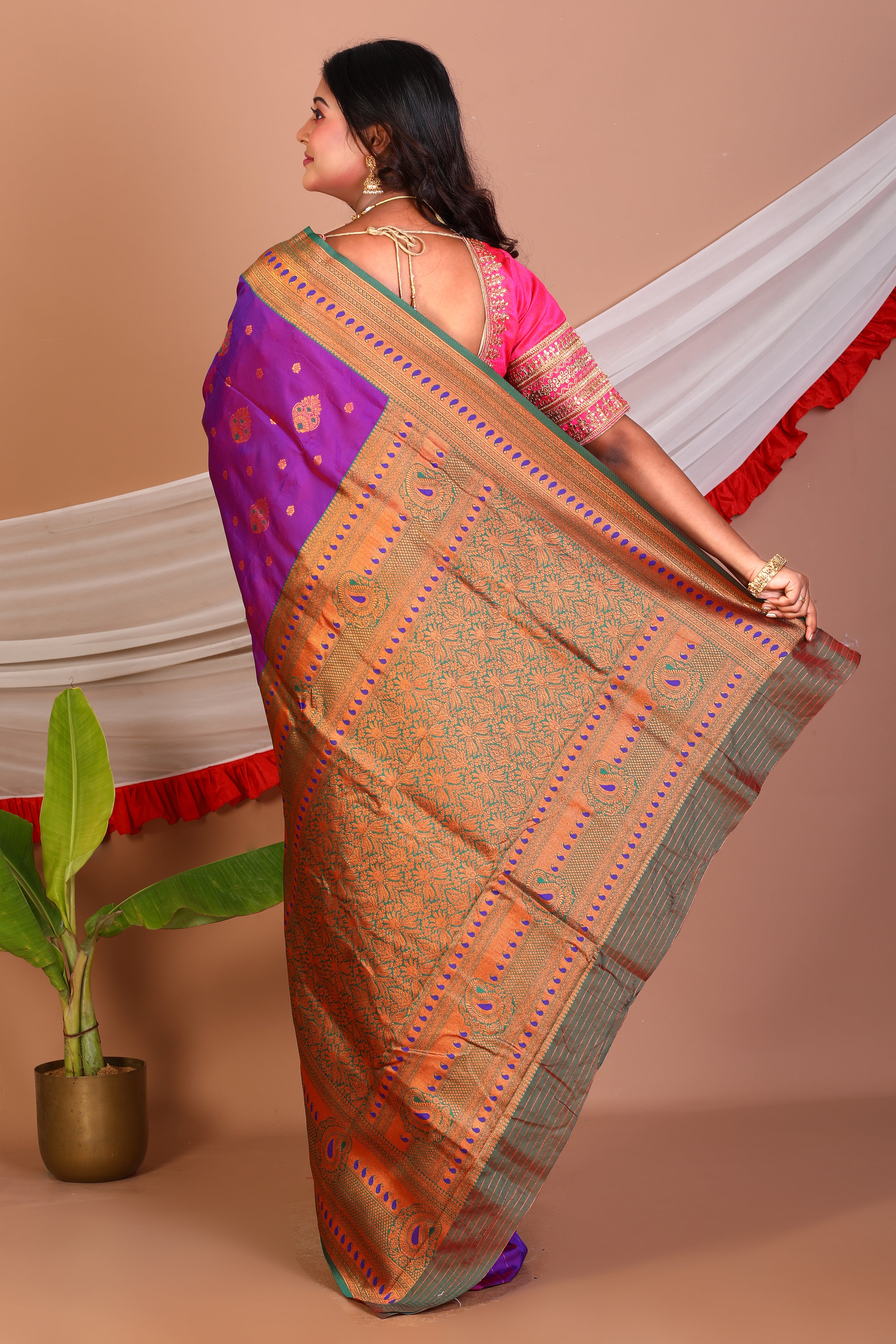Purple Blended Katan Silk Saree - Keya Seth Exclusive