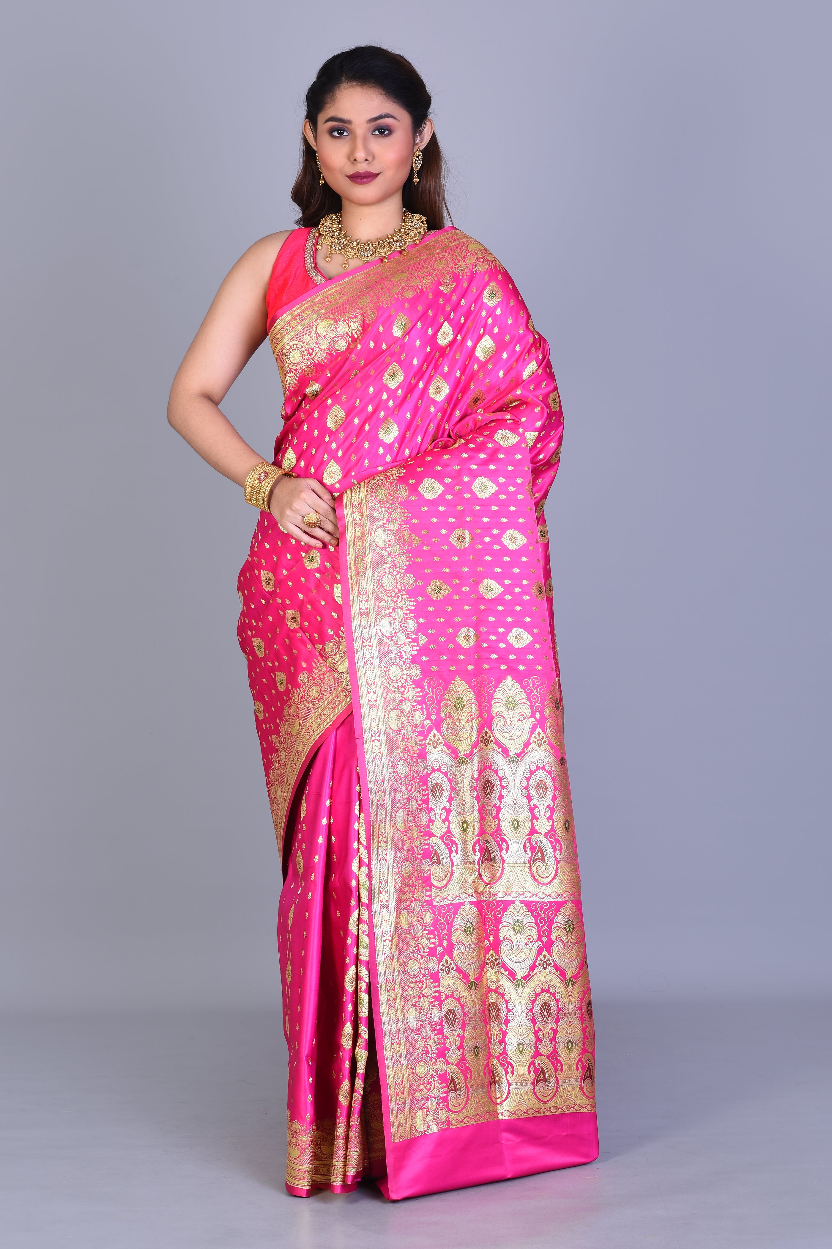 Pink Banarasi Saree with Blouse Piece - Keya Seth Exclusive