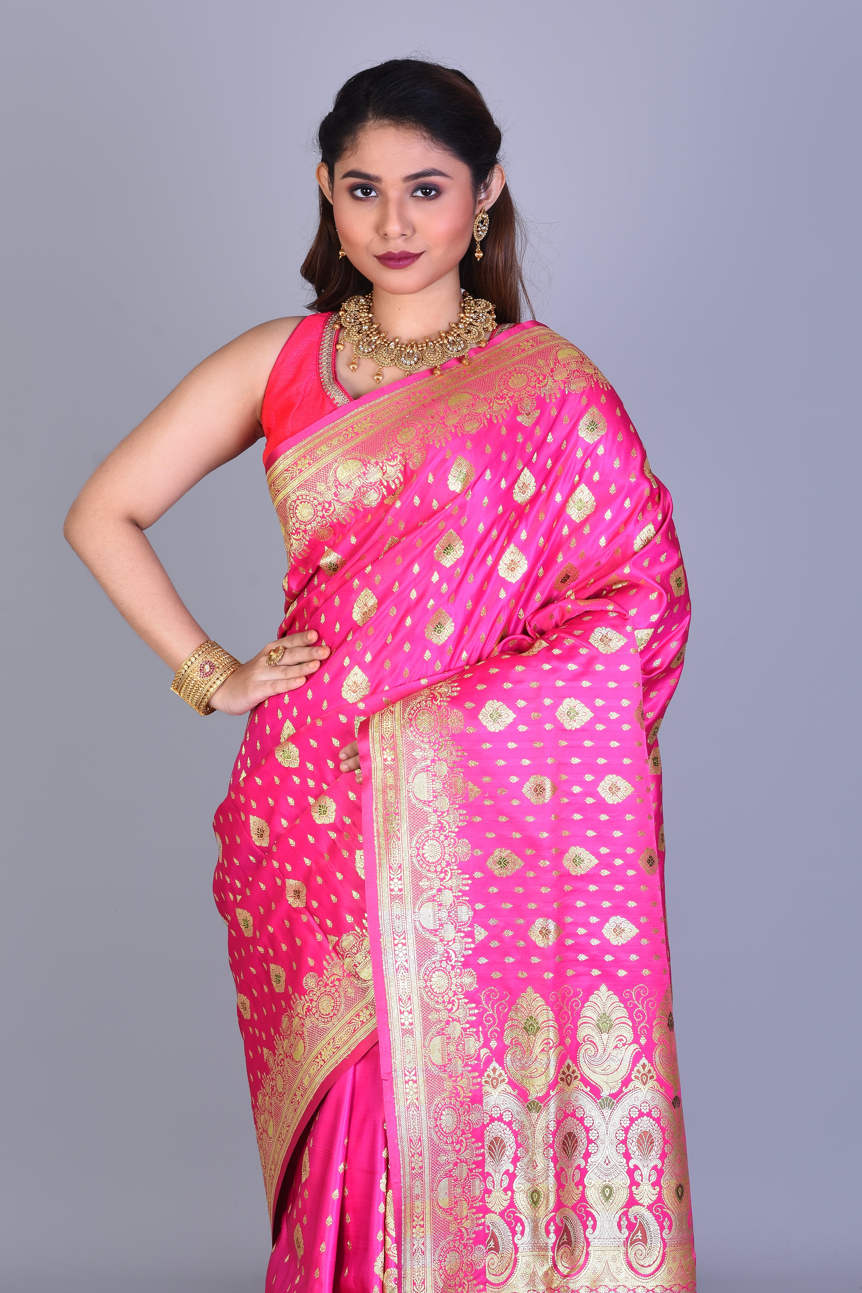 Pink Banarasi Saree with Blouse Piece - Keya Seth Exclusive