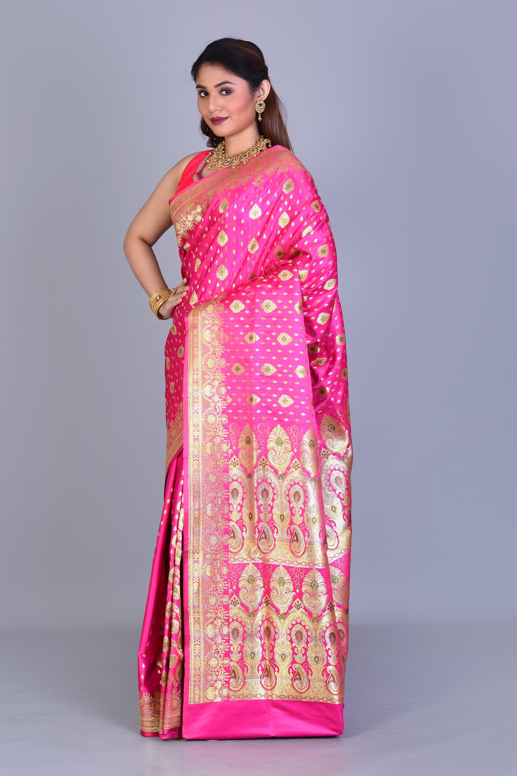 Pink Banarasi Saree with Blouse Piece - Keya Seth Exclusive