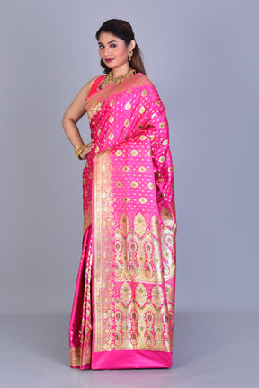 Pink Banarasi Saree with Blouse Piece - Keya Seth Exclusive