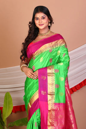 Leaf Green Pure Kanjivaram Silk Saree - Keya Seth Exclusive