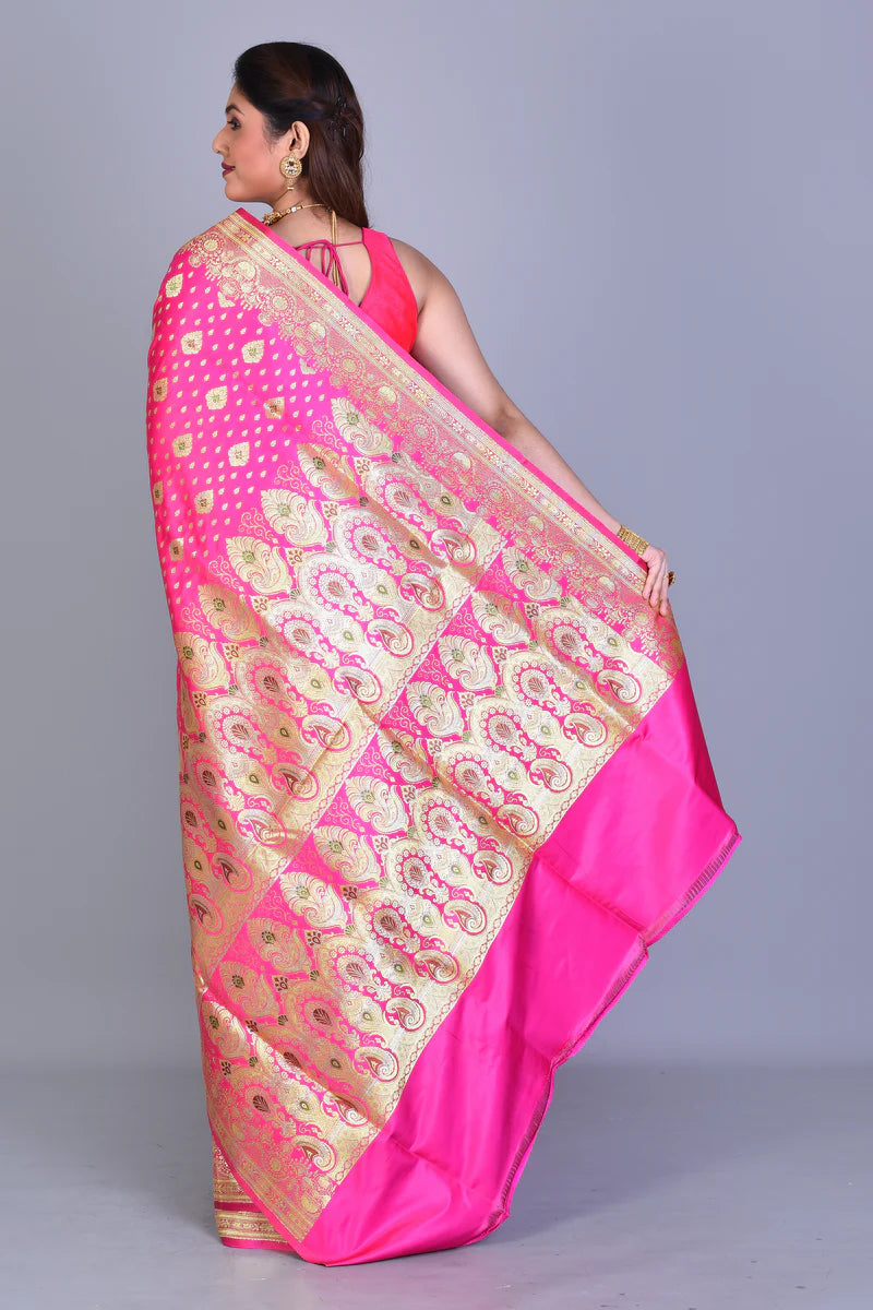 Pink Banarasi Saree with Blouse Piece - Keya Seth Exclusive