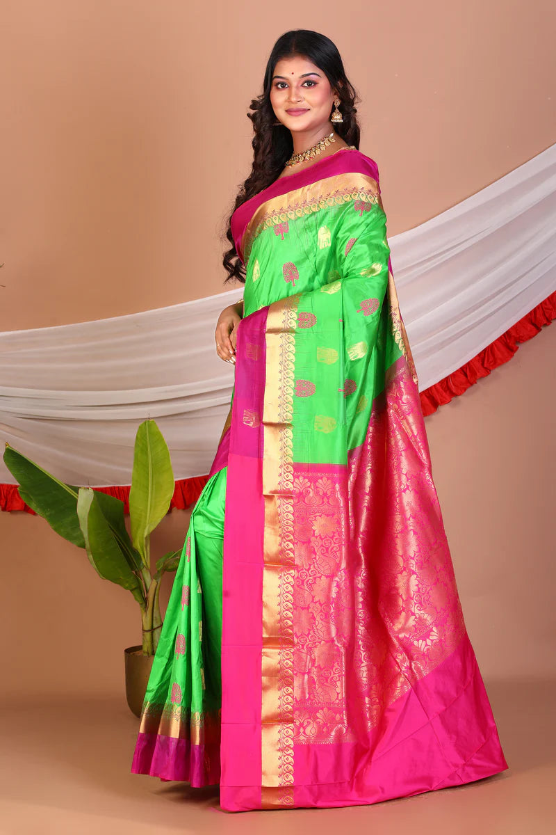 Leaf Green Pure Kanjivaram Silk Saree - Keya Seth Exclusive