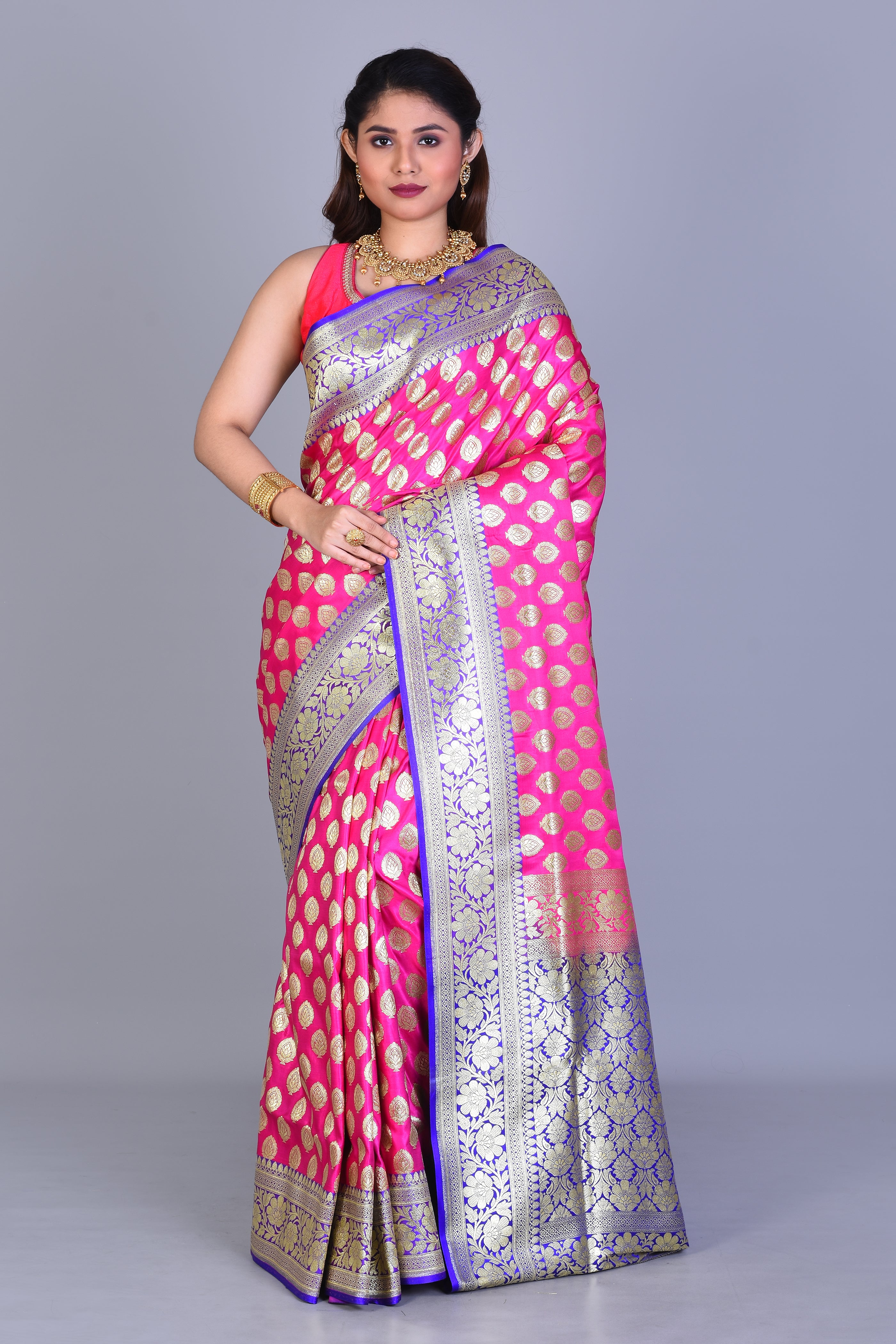 Pink Banarasi Saree with Blouse Piece - Keya Seth Exclusive