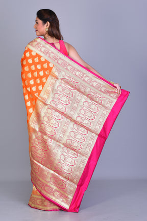 Orange Banarasi Saree with Blouse Piece - Keya Seth Exclusive