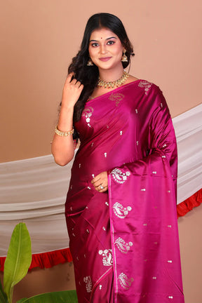 Magenta Blended Mashru Silk Saree - Keya Seth Exclusive