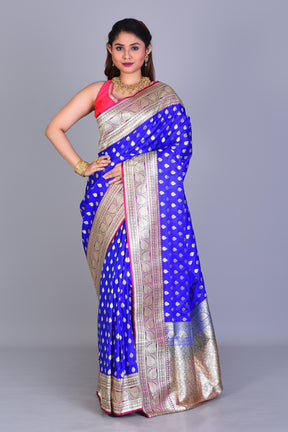 Royal Blue Banarasi Saree with Blouse Piece - Keya Seth Exclusive