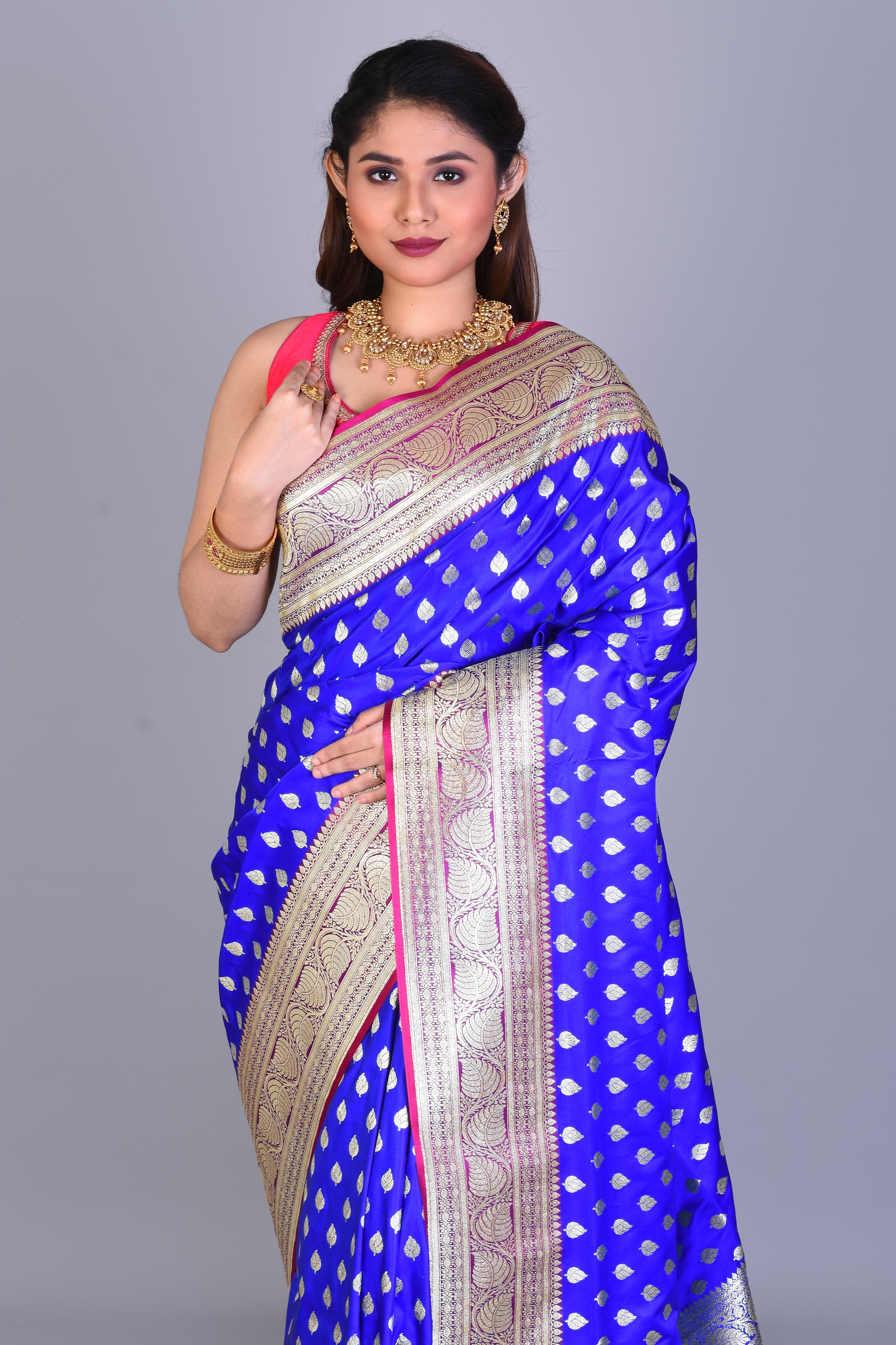 Royal Blue Banarasi Saree with Blouse Piece - Keya Seth Exclusive