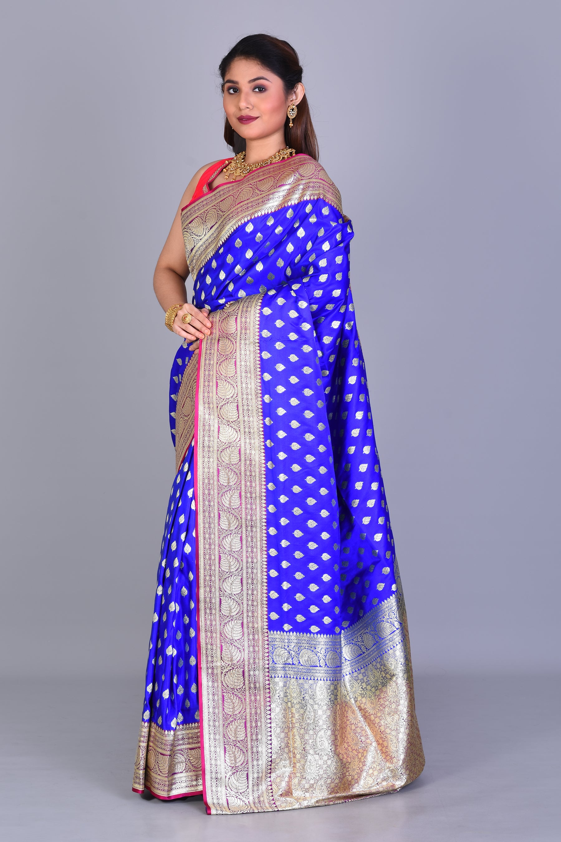 Royal Blue Banarasi Saree with Blouse Piece - Keya Seth Exclusive