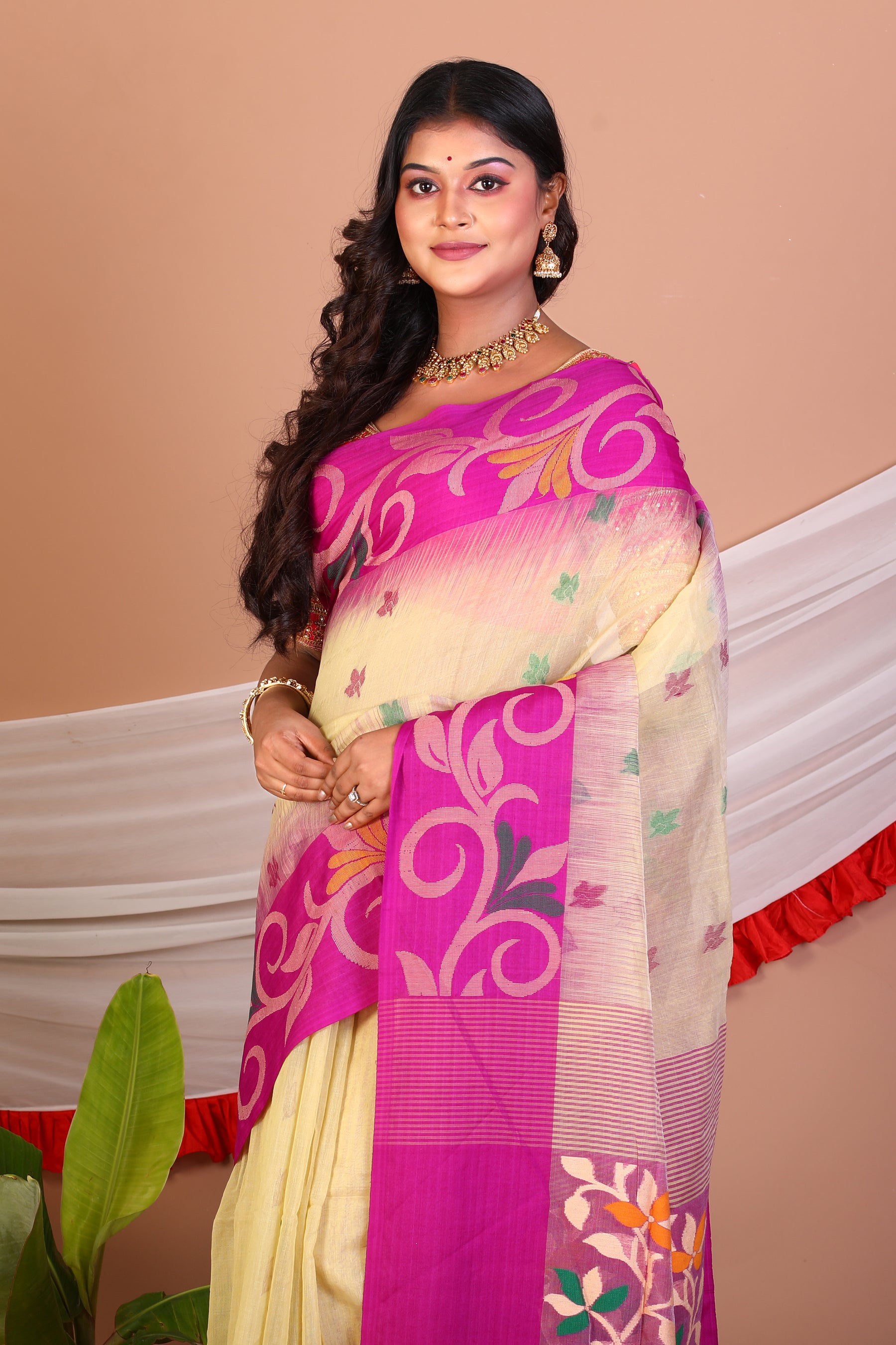 Light Yellow Blended Handloom Saree - Keya Seth Exclusive