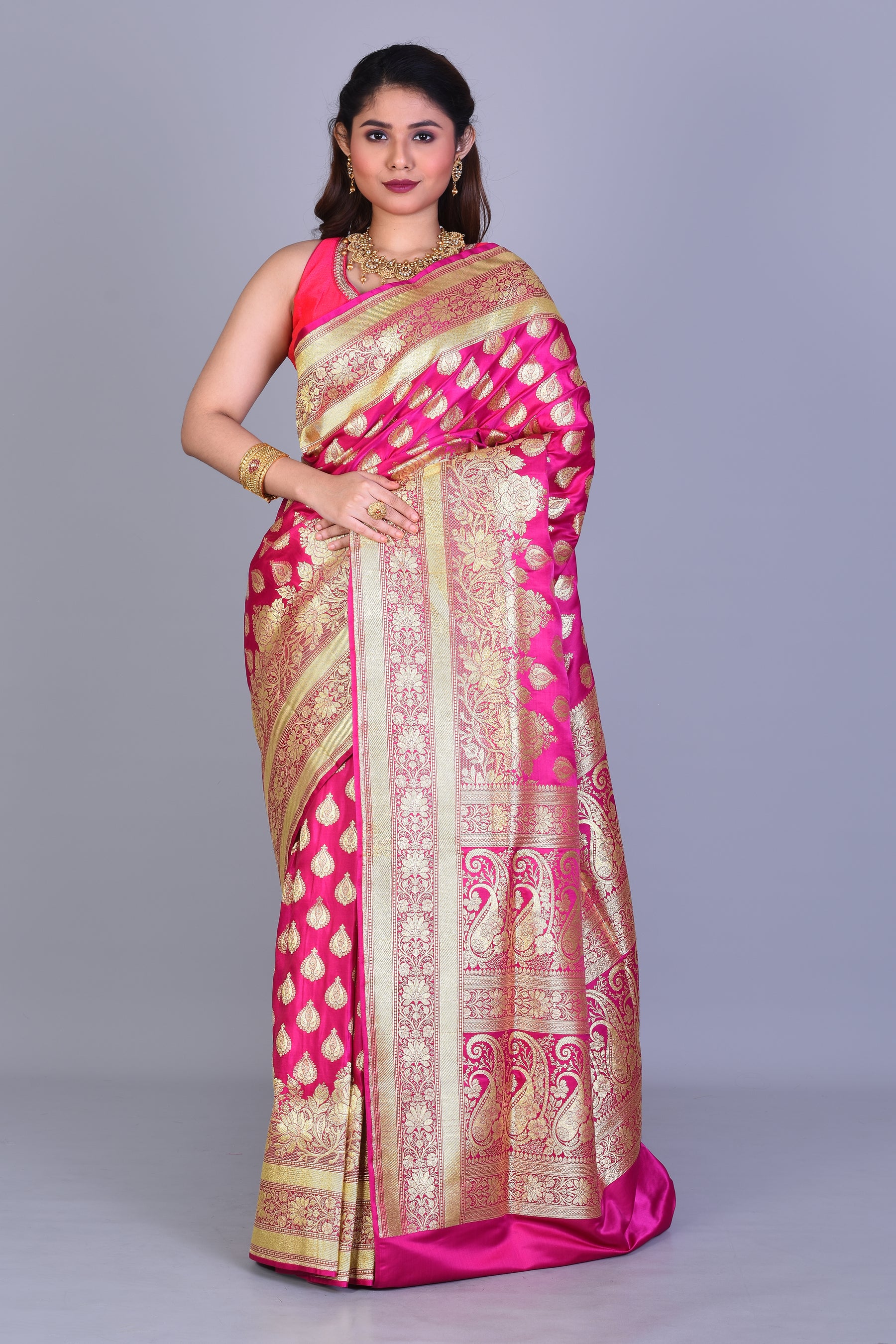 Pink Banarasi Saree with Blouse Piece - Keya Seth Exclusive