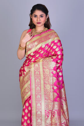 Pink Banarasi Saree with Blouse Piece - Keya Seth Exclusive