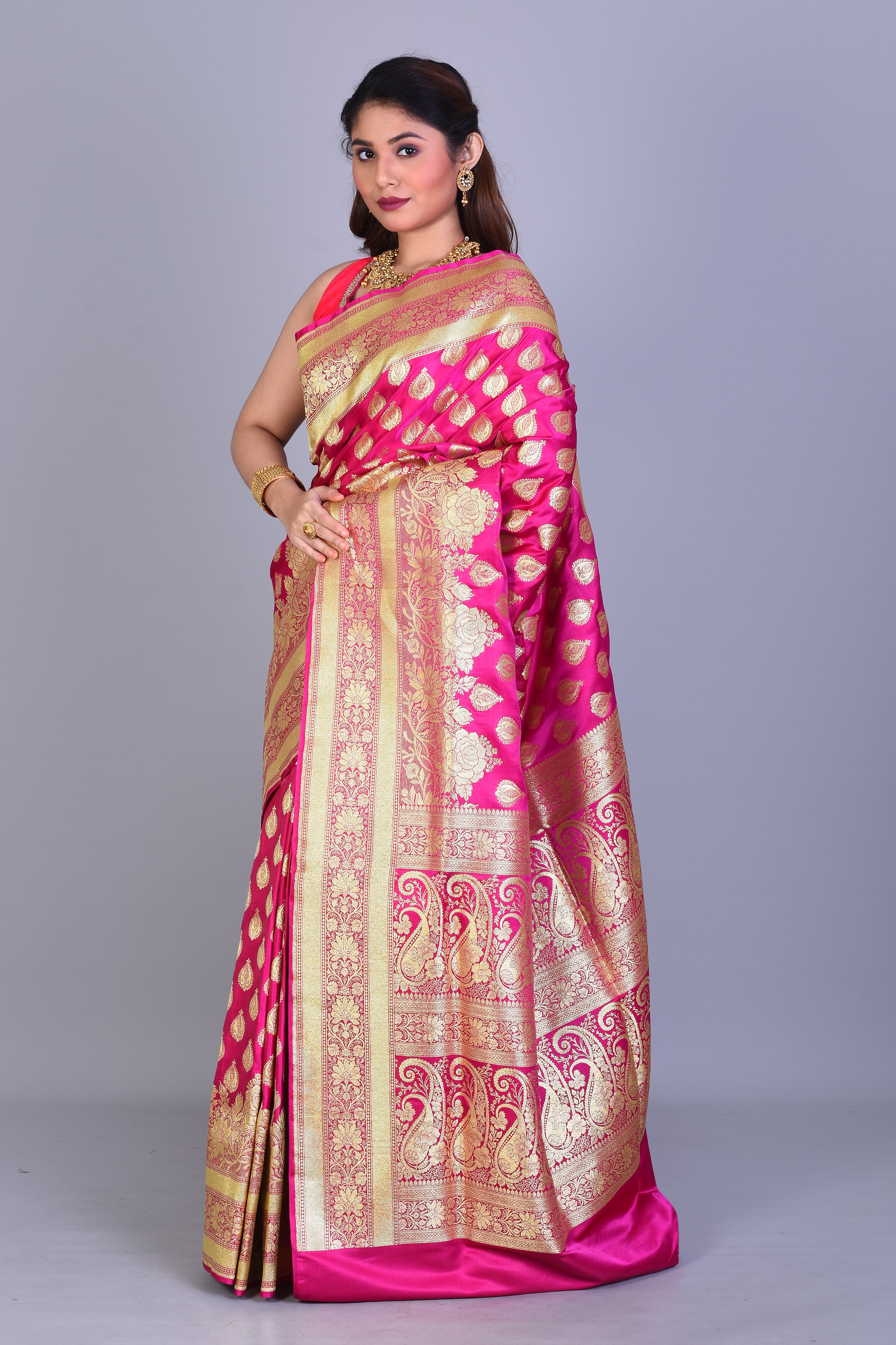 Pink Banarasi Saree with Blouse Piece - Keya Seth Exclusive